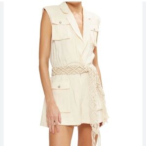 Ramy Brook Soft Cream Top with Gold Logo Detail